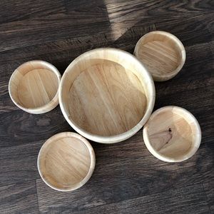 5 piece bamboo salad serving set PRE-OWNED